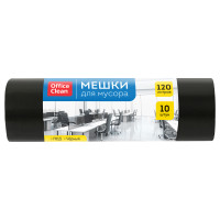 Мешки для мусора 120л OfficeClean ПСД, 70*110см, 18мкм, 10шт., черные, в рулоне, 355031