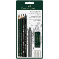 Набор карандашей ч/г Faber-Castell "Pitt Graphite", 5шт.+ластик+точилка, 2B/6B, заточен., блистер, 285937 Набор карандашей ч/г Faber-Castell "Pitt Graphite", 5шт.+ластик+точилка, 2B/6B, заточен., блистер, 285937
