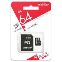 Карта памяти SmartBuy MicroSDHC 64GB, Class 10, скорость чтения 20Мб/сек (с адаптером SD), 347735 Карта памяти SmartBuy MicroSDHC 64GB, Class 10, скорость чтения 20Мб/сек (с адаптером SD), 347735