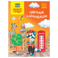 Карандаши цветные Мульти-Пульти "Енот в Англии", 36 цв., шестигран., заточен., картон, европодвес, термоусадка, 389453