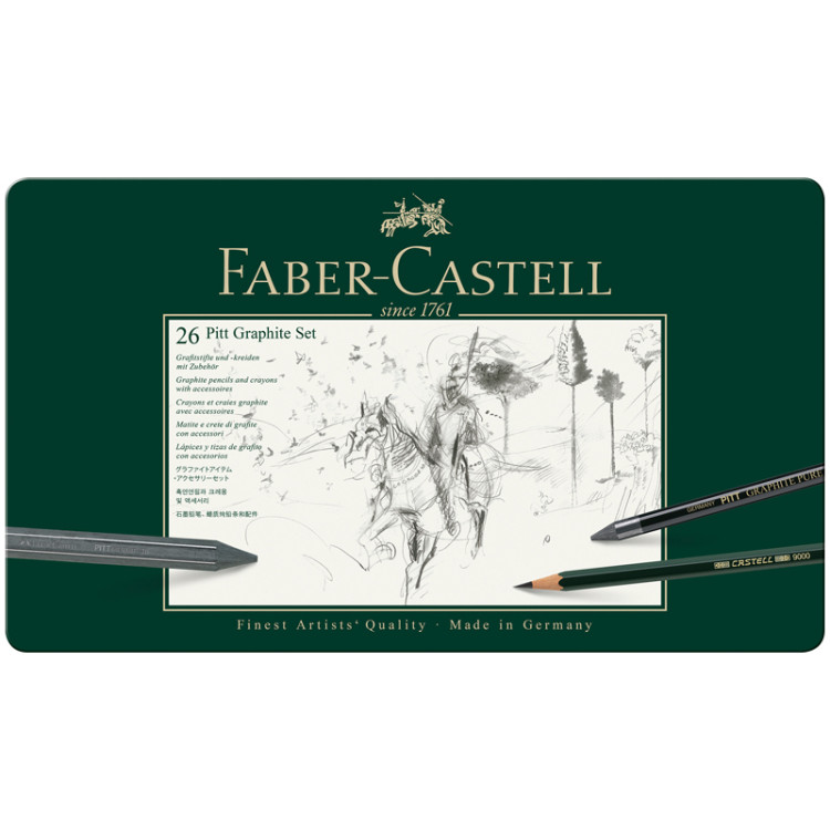 Набор карандашей ч/г Faber-Castell "Pitt Graphite", 26 предметов, заточен., метал. кор., 285939 Набор карандашей ч/г Faber-Castell "Pitt Graphite", 26 предметов, заточен., метал. кор., 285939