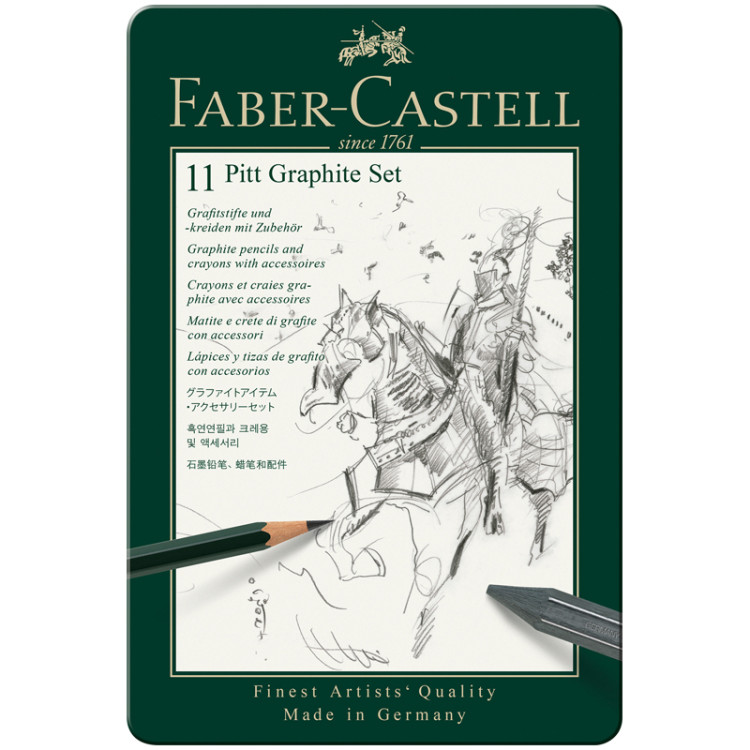 Набор карандашей ч/г Faber-Castell "Pitt Graphite", 11 предметов, заточен., метал. кор., 285941 Набор карандашей ч/г Faber-Castell "Pitt Graphite", 11 предметов, заточен., метал. кор., 285941