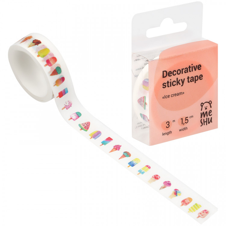 Клейкая лента декоративная MESHU "Ice cream", 1,5см*3м, 327381 Клейкая лента декоративная MESHU "Ice cream", 1,5см*3м, 327381