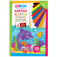 Картон цветной А4, ArtSpace, 10л., 10цв., мелованный, золото, серебро, в папке, "Волшебный. Дельфин", 290877 Картон цветной А4, ArtSpace, 10л., 10цв., мелованный, золото, серебро, в папке, "Волшебный. Дельфин", 290877