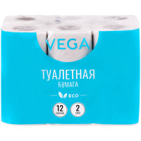 Бумага туалетная Vega 2-слойная, 12шт., эко, 15м, тиснение, белая, 315617 Бумага туалетная Vega 2-слойная, 12шт., эко, 15м, тиснение, белая, 315617