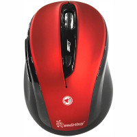 Мышь беспроводная Smartbuy 612AG, бесшумная работа кнопок, красный, 5btn+Roll, 264129