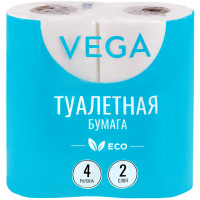 Бумага туалетная Vega 2-слойная, 4шт., эко, 15м, тиснение, белая, 315616 Бумага туалетная Vega 2-слойная, 4шт., эко, 15м, тиснение, белая, 315616