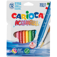 Фломастеры акварельные с кистевым пишущим узлом Carioca "Acquarell", 12цв., смываемые, картон, евро, 245465 Фломастеры акварельные с кистевым пишущим узлом Carioca "Acquarell", 12цв., смываемые, картон, евро, 245465