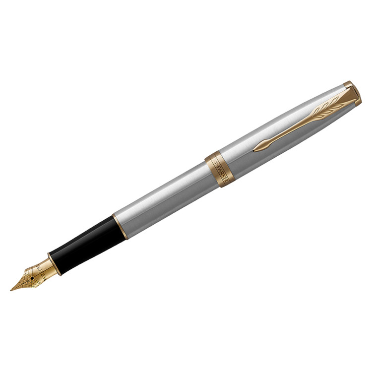 Ручка перьевая Parker "Sonnet Stainless Steel GT" черная, 0,8мм, подарочная упаковка, 240052 Ручка перьевая Parker "Sonnet Stainless Steel GT" черная, 0,8мм, подарочная упаковка, 240052