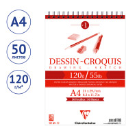 Скетчбук 50л., А4 Clairefontaine "Dessin croquis", на гребне, 120г/м2, 320101