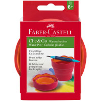 Стакан для воды Faber-Castell "Clic&Go", складной, красный, 286198 Стакан для воды Faber-Castell "Clic&Go", складной, красный, 286198