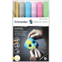 Набор маркеров акриловых Schneider "Paint-it 310", 2мм, ассорти, 6шт., 320063 Набор маркеров акриловых Schneider "Paint-it 310", 2мм, ассорти, 6шт., 320063