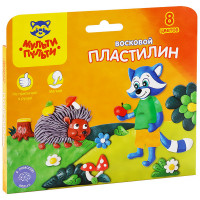 Пластилин Мульти-Пульти "Енот в лесу", 08 цветов, 120г, восковой, со стеком, картон, европодвес, 243006 Пластилин Мульти-Пульти "Енот в лесу", 08 цветов, 120г, восковой, со стеком, картон, европодвес, 243006