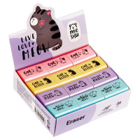 Ластик MESHU "Live, Love, Meow", термопластичная резина, 37*24*11мм, 36 штук, 342903