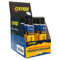 Клей Секунда, универсальный прозрачный, 30мл, шоу-бокс, 10 штук, 361241 Клей Секунда, универсальный прозрачный, 30мл, шоу-бокс, 10 штук, 361241