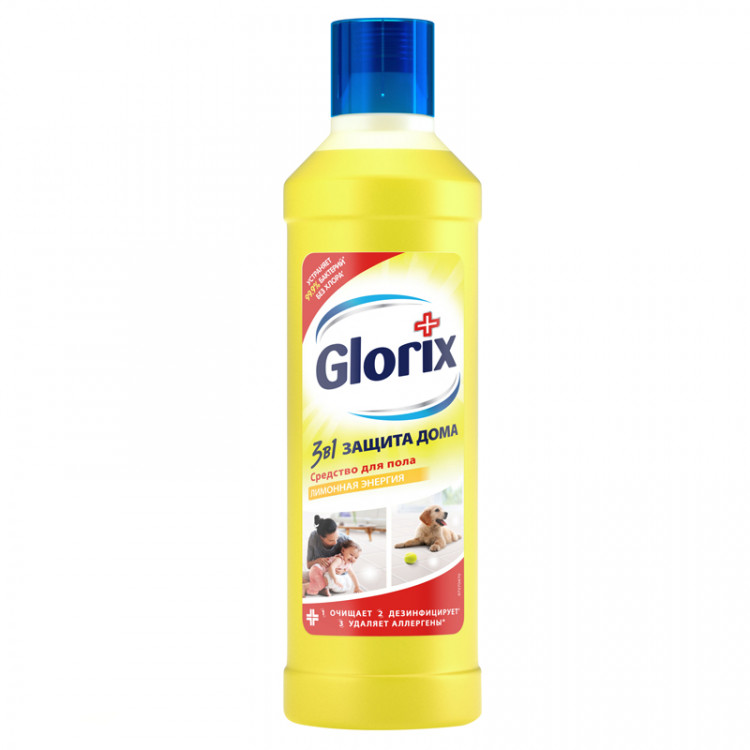 Средство для мытья полов Glorix "Лимонная энергия", 1л, 244586 Средство для мытья полов Glorix "Лимонная энергия", 1л, 244586