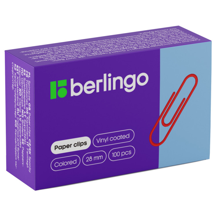 Скрепки 28мм, Berlingo, 100шт., цветные, карт. упаковка, 115999 Скрепки 28мм, Berlingo, 100шт., цветные, карт. упаковка, 115999