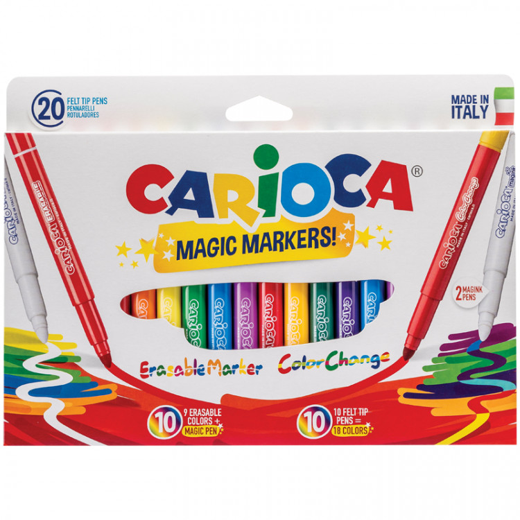 Фломастеры меняющие цвет/стираемые Carioca "Magic Markers", 18цв.+2, 20шт., картон, европодвес, 151464 Фломастеры меняющие цвет/стираемые Carioca "Magic Markers", 18цв.+2, 20шт., картон, европодвес, 151464