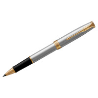 Ручка-роллер Parker "Sonnet Stainless Steel GT" черная, 0,8мм, подарочная упаковка, 240080