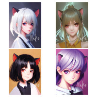 Тетрадь 40л., А5, клетка MESHU "Neko", матовая ламинация, тиснение фольгой, ЕВРО, 8 штук, 350116