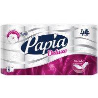 Бумага туалетная Papia "Deluxe", 4-слойная, 8шт., тиснение, белая, 260064 Бумага туалетная Papia "Deluxe", 4-слойная, 8шт., тиснение, белая, 260064