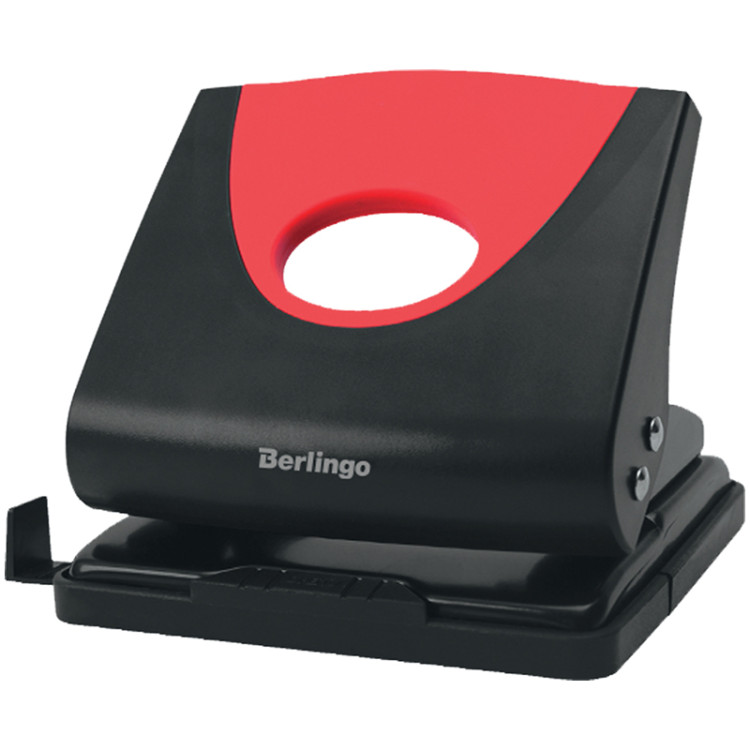Дырокол Berlingo "Office Soft" 20л., пластиковый, красный, с линейкой, 305920