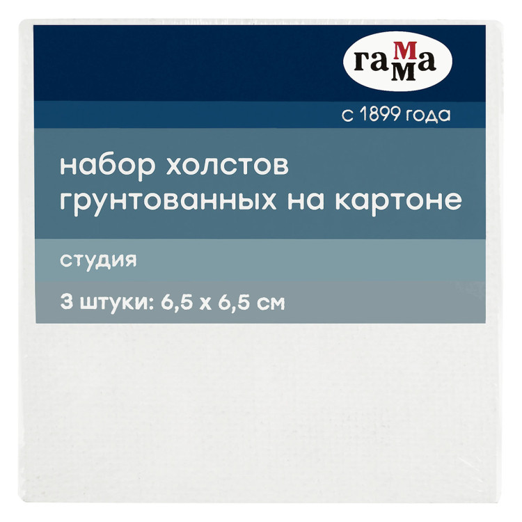 Набор холстов на картоне Гамма "Студия", 3шт., 6,5*6,5см, 100% хлопок, 280г/м2, мелкое зерно, 15 штук, 373970 Набор холстов на картоне Гамма "Студия", 3шт., 6,5*6,5см, 100% хлопок, 280г/м2, мелкое зерно, 15 штук, 373970