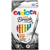 Фломастеры с кистевым пишущим узлом Carioca "Super Brush", 10цв., смываемые, картон, европодвес, 262571 Фломастеры с кистевым пишущим узлом Carioca "Super Brush", 10цв., смываемые, картон, европодвес, 262571