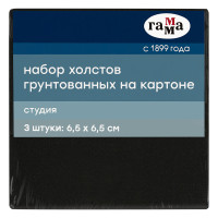 Набор холстов на картоне Гамма "Студия", 3шт., 6,5*6,5см, цвет черный, 100% хлопок, 280г/м2, мелкое, 15 штук, 373971 Набор холстов на картоне Гамма "Студия", 3шт., 6,5*6,5см, цвет черный, 100% хлопок, 280г/м2, мелкое, 15 штук, 373971