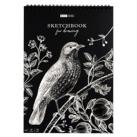 Скетчбук 20л., А4 ArtSpace "Black line. Bird", на гребне, черный блок, 120г/м2, 315927 Скетчбук 20л., А4 ArtSpace "Black line. Bird", на гребне, черный блок, 120г/м2, 315927