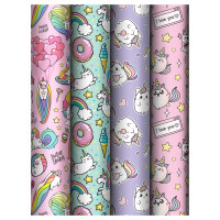 Упаковочная бумага глянц. 70*100см, MESHU "Unicorn", 80 г/м2, ассорти, 4 дизайна, 372616 Упаковочная бумага глянц. 70*100см, MESHU "Unicorn", 80 г/м2, ассорти, 4 дизайна, 372616