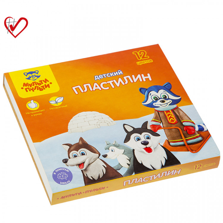 Пластилин Мульти-Пульти "Енот на Аляске", 12 цветов, 180г, со стеком, картон, 236489 Пластилин Мульти-Пульти "Енот на Аляске", 12 цветов, 180г, со стеком, картон, 236489