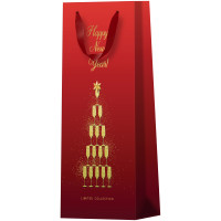 Пакет подарочный 12*36*8,5см MESHU "New Year", матовое ламинирование, отд.фольгой, под бутылку, 371170