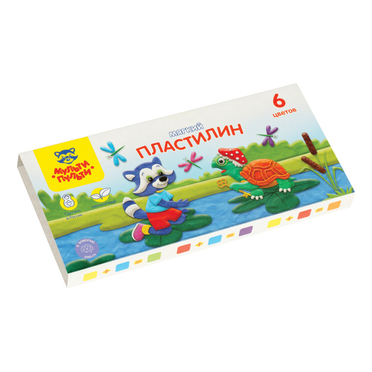 Пластилин Мульти-Пульти "Енот в сказке", 06 цветов, 72г, со стеком, картон, 328892
