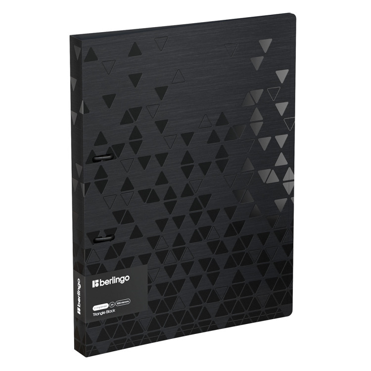 Папка на 2 кольцах Berlingo "Triangle Black", 24мм, 1000мкм, черная, D-кольца, с внутр. карманом, 389355