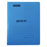 Скоросшиватель OfficeSpace "Дело", картон мелованный, 300г/м2, синий, пробитый, до 200л., 195077 Скоросшиватель OfficeSpace "Дело", картон мелованный, 300г/м2, синий, пробитый, до 200л., 195077