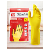 Перчатки резиновые хозяйственные OfficeClean ПРЕМИУМ, многоразовые, хлопчатобумажное напыление, супер плотные, р.L, желтые, пакет с европодвесом, 337385 Перчатки резиновые хозяйственные OfficeClean ПРЕМИУМ, многоразовые, хлопчатобумажное напыление, супер плотные, р.L, желтые, пакет с европодвесом, 337385