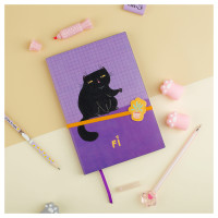 Ежедневник недатированный A5, 136л., кожзам, MESHU "Сat walk. Purple rebel", тон. блок, резинка-фиксатор с аппликацией, цветной срез, закладка-ляссе, 358435 Ежедневник недатированный A5, 136л., кожзам, MESHU "Сat walk. Purple rebel", тон. блок, резинка-фиксатор с аппликацией, цветной срез, закладка-ляссе, 358435