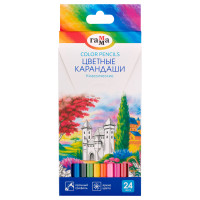 Карандаши цветные Гамма "Классические", 24цв., заточен., картон. упак., европодвес, 389214