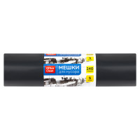 Мешки для мусора 240л OfficeClean ПВД, 90*140см, 80мкм, 5шт., суперпрочные, черные, в рулоне, 344057