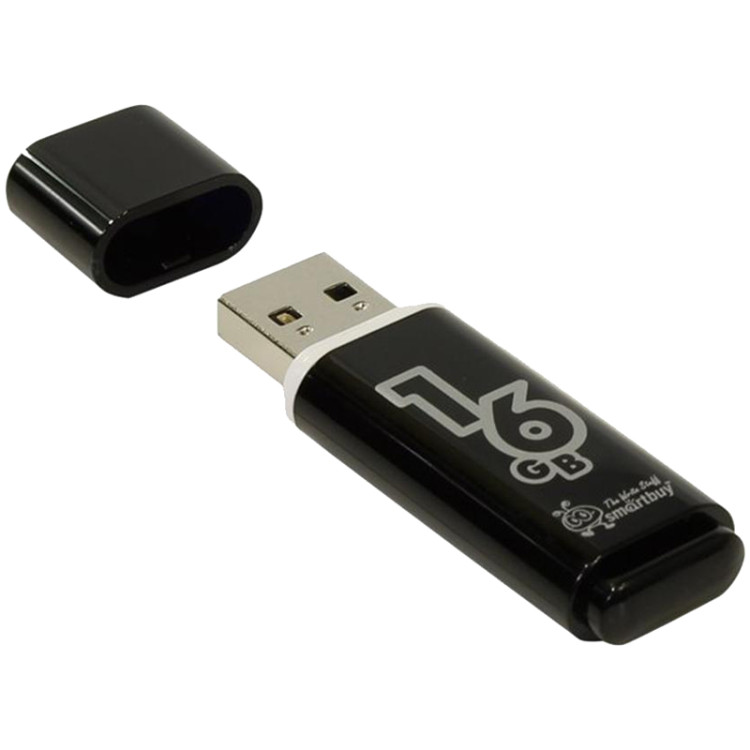 Память Smart Buy "Glossy" 16GB, USB 2.0 Flash Drive, черный, 230851 Память Smart Buy "Glossy" 16GB, USB 2.0 Flash Drive, черный, 230851