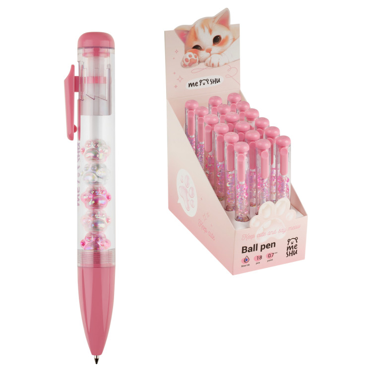 Ручка шариковая автоматическая MESHU "Crystall Paws" синяя, 0,7мм, 18 штук, 379933 Ручка шариковая автоматическая MESHU "Crystall Paws" синяя, 0,7мм, 18 штук, 379933