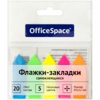 Флажки-закладки OfficeSpace, 45*12мм, стрелки, 20л*5 неоновых цветов, европодвес, 255247