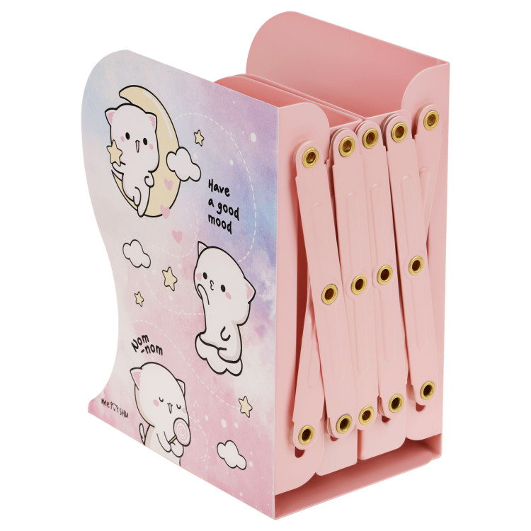 Подставка для книг MESHU "Cute kittens", металлическая, 3 отделения, раздвижная, 367315