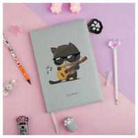 Ежедневник недатированный A5, 136л., кожзам, MESHU "Сat melody", тон. блок, карман на молнии с брелком, закладка-ляссе, 358438 Ежедневник недатированный A5, 136л., кожзам, MESHU "Сat melody", тон. блок, карман на молнии с брелком, закладка-ляссе, 358438