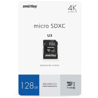 Карта памяти SmartBuy MicroSDXC 128GB PRO U3 Advanced, Class 10, скорость чтения 90Мб/сек (с адаптером SD), 347737 Карта памяти SmartBuy MicroSDXC 128GB PRO U3 Advanced, Class 10, скорость чтения 90Мб/сек (с адаптером SD), 347737
