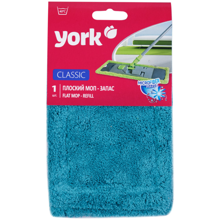 Насадка МОП для швабры York "Classic", микрофибра, плоский МОП, 388*90мм (для кода 225133), 225093 Насадка МОП для швабры York "Classic", микрофибра, плоский МОП, 388*90мм (для кода 225133), 225093