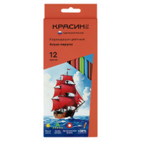 Карандаши цветные Красин "Алые Паруса", 12цв., трехгран., заточен., картон, европодвес, 379652
