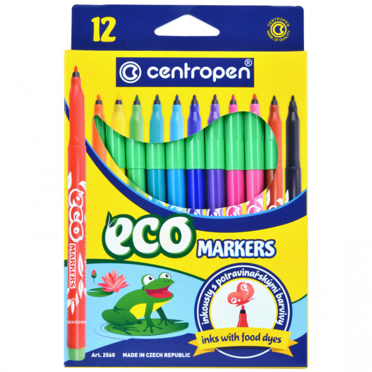 Фломастеры Centropen "ECO Markers", 12цв., трехгранные, смываемые, картон., европодвес, 310547 Фломастеры Centropen "ECO Markers", 12цв., трехгранные, смываемые, картон., европодвес, 310547
