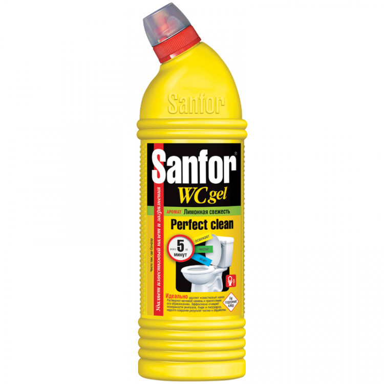 Средство для туалета Sanfor WC "Lemon Fresh", гель, 1л, 257594 Средство для туалета Sanfor WC "Lemon Fresh", гель, 1л, 257594
